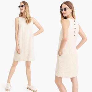 J. Crew Natural Button-Back Shift Dress in Beauchamps Linen